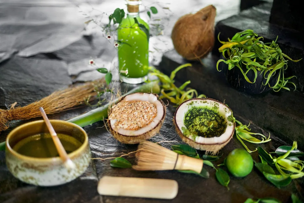 Matcha green tea Ingredients for detox retreat
